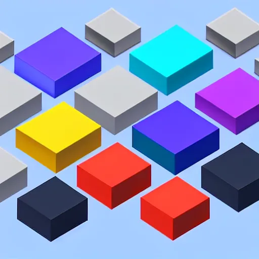 Prompt: isometric boxes 3 d icons for mobile game, stylized, blue scheme, octane render, 8 k resolution