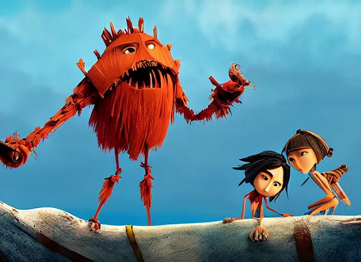 Image similar to A very high resolution image from a new movie, stop motion, Animated film Kubo, Kubo and the Two Strings, directed by wes anderson