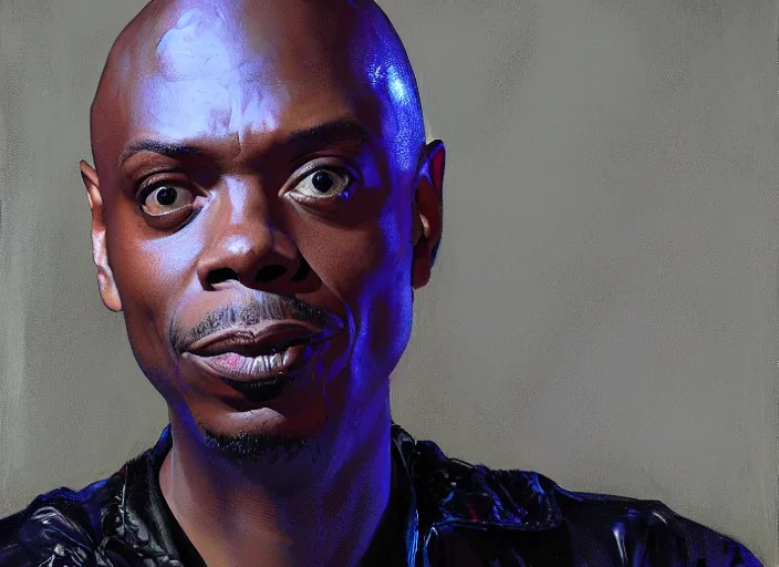 Image similar to a highly detailed beautiful portrait of dave chappelle as a [ [ robot ] ] by gregory manchess, james gurney, james jean