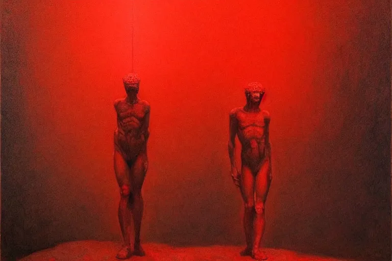 Image similar to only with red, caesar, a red tiger, in hoc signo vinces, win, an ancient path, in the style of beksinski, part by hopper, part by rodcenko, part by hofbauer, intricate composition, red by caravaggio, insanely quality, highly detailed, masterpiece, red light, artstation