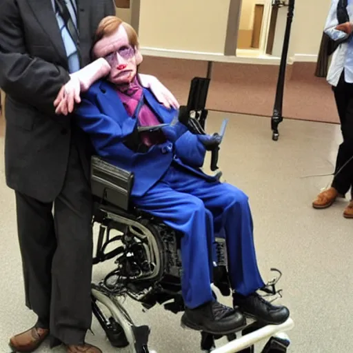 Image similar to stephen hawking cosplaying as the hulk, stephen hawking wearing a hulk costume, cosplay award winner