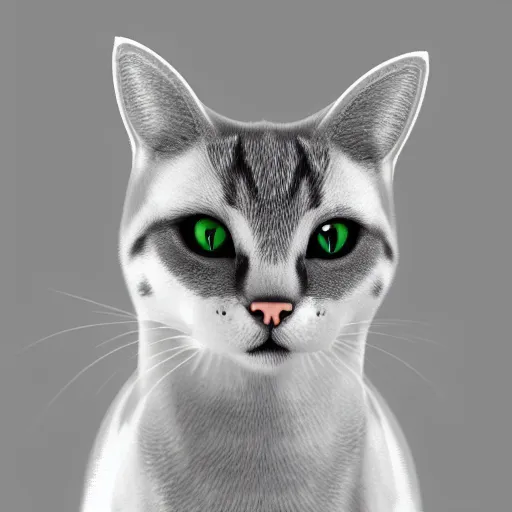 Prompt: a low polygon render of a cat, white background, isometric 3D, ultra HD