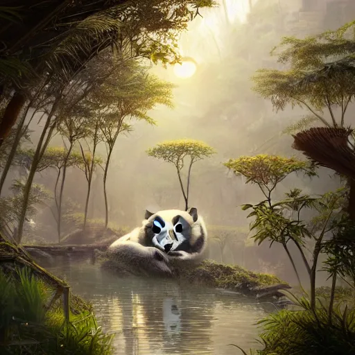 Prompt: world of pandas, bamboos, magical world, by greg rutkowski, sung choi, photo realistic, 8 k, cinematic lighting, hd, atmospheric, hyperdetailed, trending on artstation, devainart, digital painting, glow effect