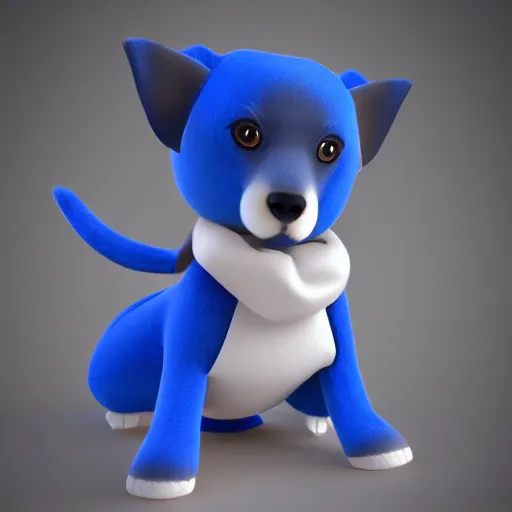 Prompt: cute fumo plush of a canine girl in a blue dress, velvet, vray