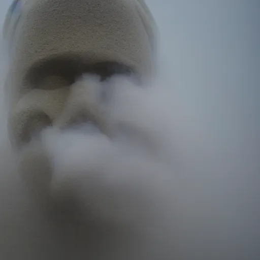 Prompt: man made of fog closeup, smoke swirling, cinematic