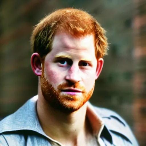 Image similar to color 35mm film still of Prince Harry, figure portrait