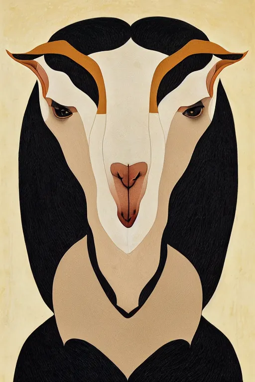 Prompt: portrait of a mystic goat by hayv kahraman