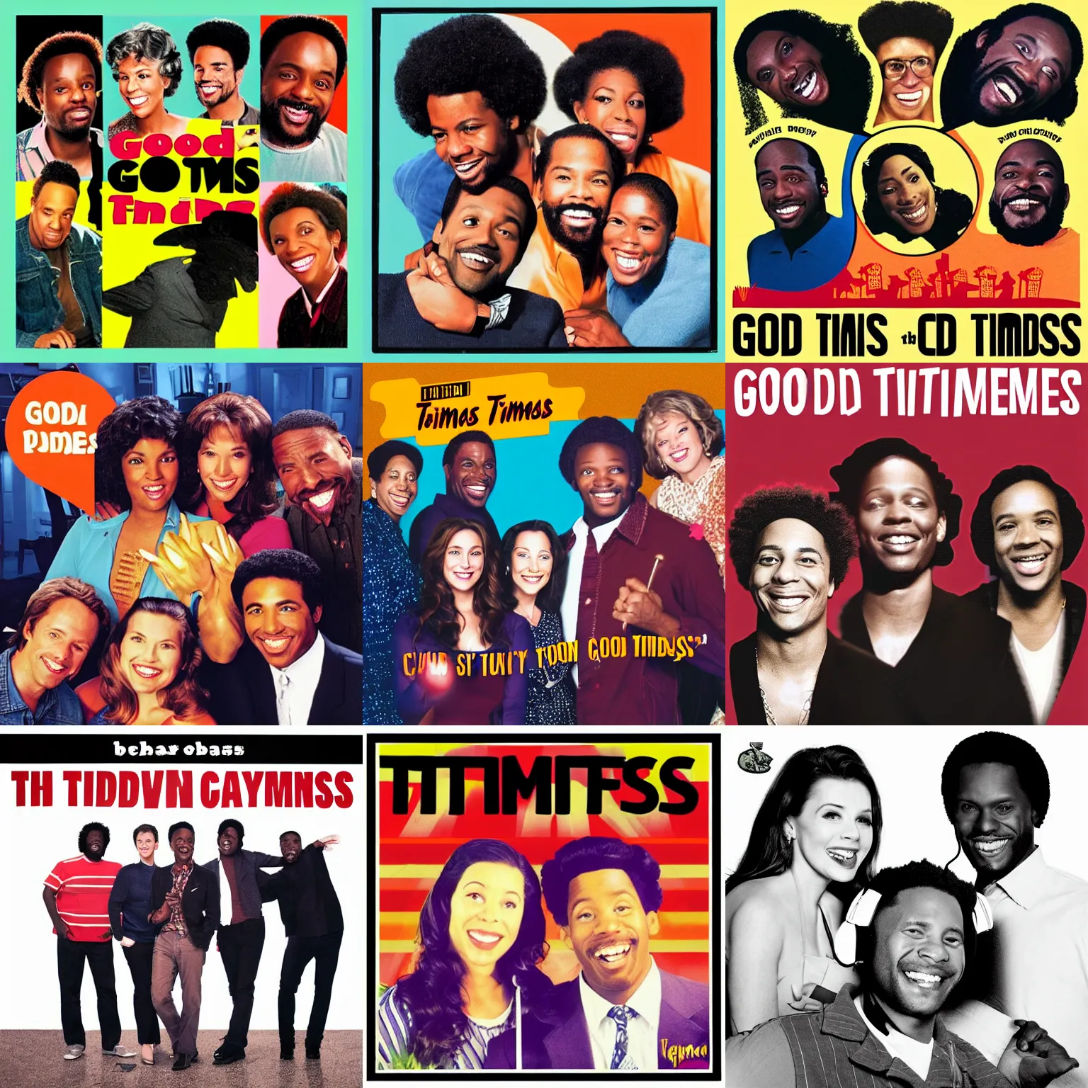 Prompt: cover art for a podcast about the television show good times