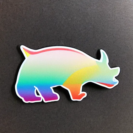 Image similar to die cut sticker of side profile of rainbow rhino
