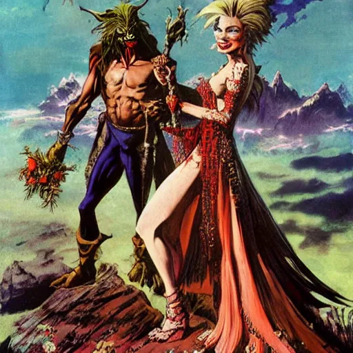 Prompt: A goblin king gets married, painting by Frank Frazetta, detailed, 4k