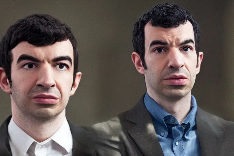 Image similar to live action film still of nathan fielder in the new sci - fi movie