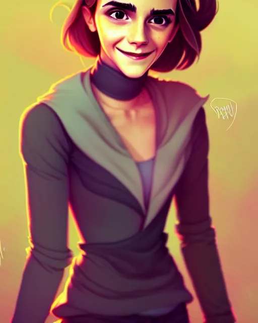 Image similar to beautiful full body Emma Watson goofy smiling illustration by lois van baarle and loish and ross tran and rossdraws and sam yang and samdoesarts and artgerm, digital art, highly detailed, intricate, sharp focus, Trending on Artstation HQ, deviantart