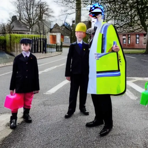 Image similar to photo of jacob rees - mogg working as a lollipop lady