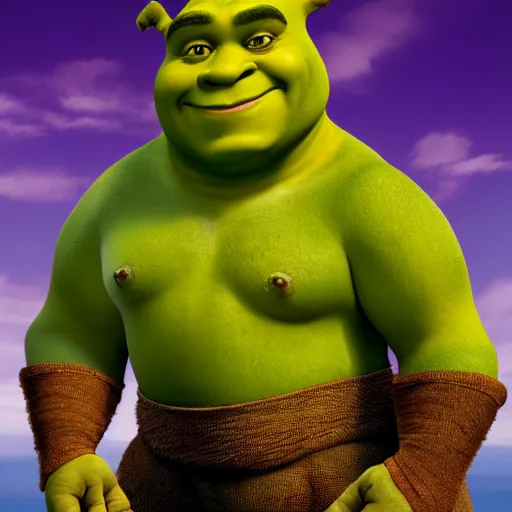 bronze statue of Shrek movie still, cinematic