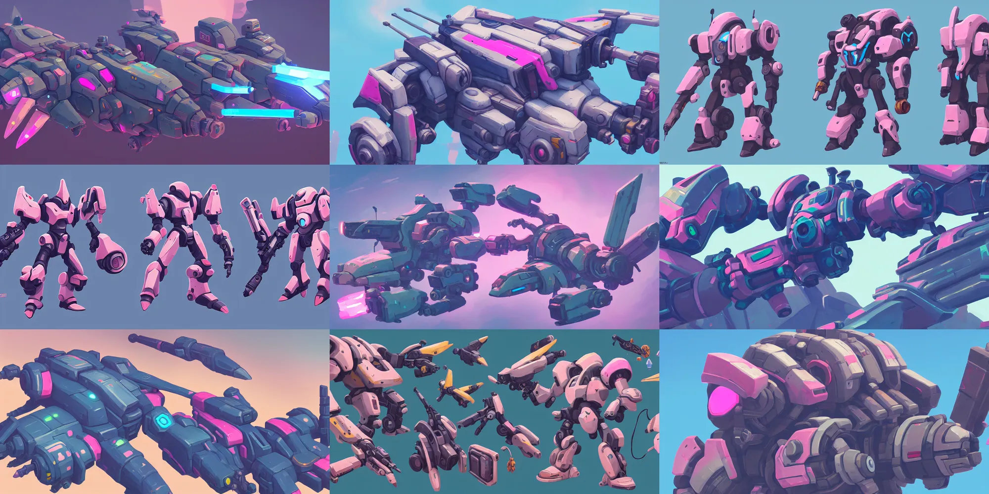 Prompt: game asset of mech and cockpit, in gouache detailed paintings, props, stylized, 2 d sprites, kitbash, arcane, overwatch, blue and pink color scheme, 8 k, close up