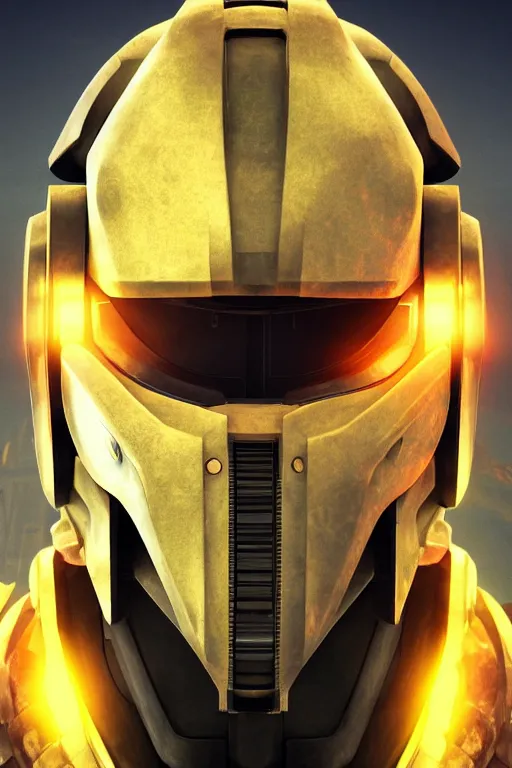 Image similar to robot ninja mask helmet halo master chief radiating a glowing aura global illumination ray tracing hdr fanart arstation by ian pesty and katarzyna da „ bek - chmiel