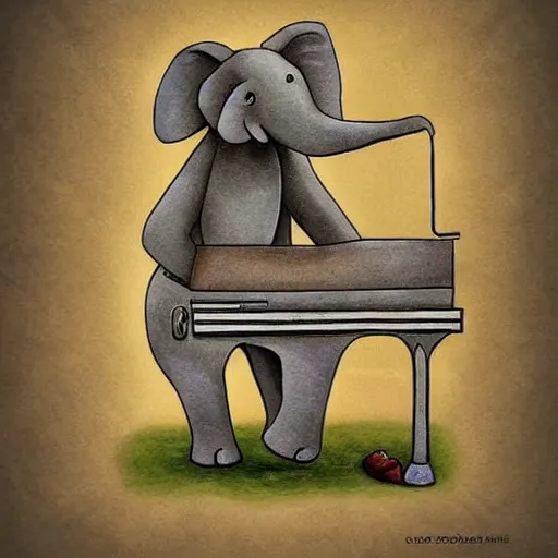 Image similar to an elephant playing the piano, extremely detailed multiple unique different art styles.