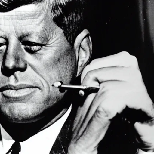 Image similar to jfk smoking the fattest blunt ever,