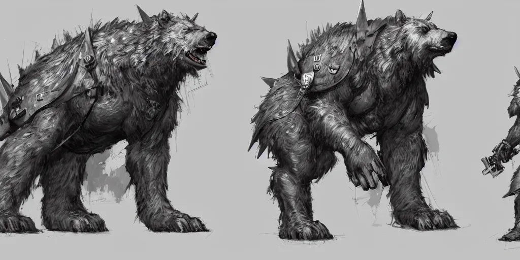 Prompt: concept art of a high fantasy ww1 bear beast-man soldier using a ray gun trending on artstation, detailed high resolution