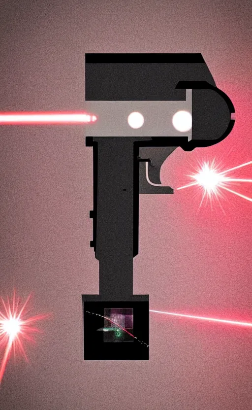 Image similar to “ geometric laser gun, floating in dark space ”