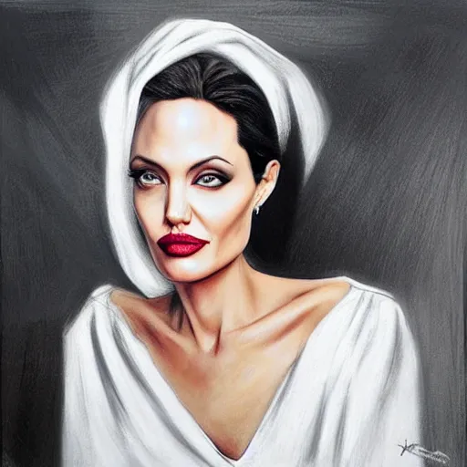 Prompt: “Angelina Jolie portrait, Kristen Reichert”