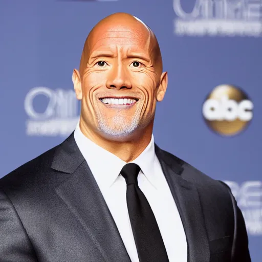 Prompt: Dwayne The Pebble Johnson, red carpet, studio lighting