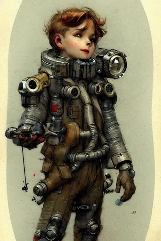 Image similar to ( ( ( ( ( 2 0 5 0 s retro future boy 1 0 old boy super scientest posing in space pirate mechanics costume full portrait.. muted colors. ) ) ) ) ) by jean - baptiste monge!!!!!!!!!!!!!!!!!!!!!!!!!!!!!!