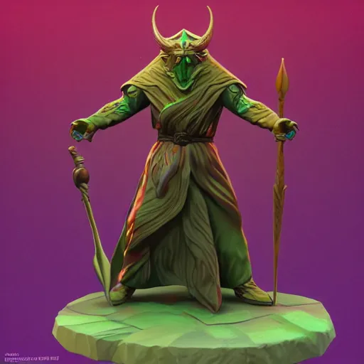 Prompt: A prismatic wizard of the north - zbrush D&D model, trending on Artstation