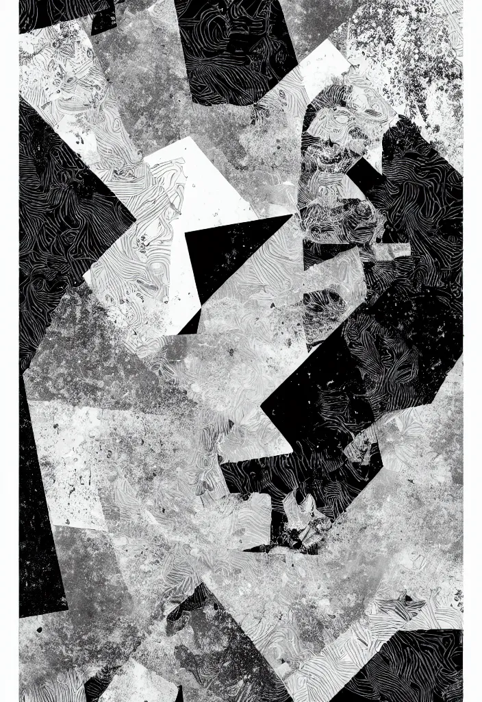 Image similar to graphic design by palefroi, nanae kawahara, damien tran, risoprint, elements in a composition, white space, greyscale, artwork