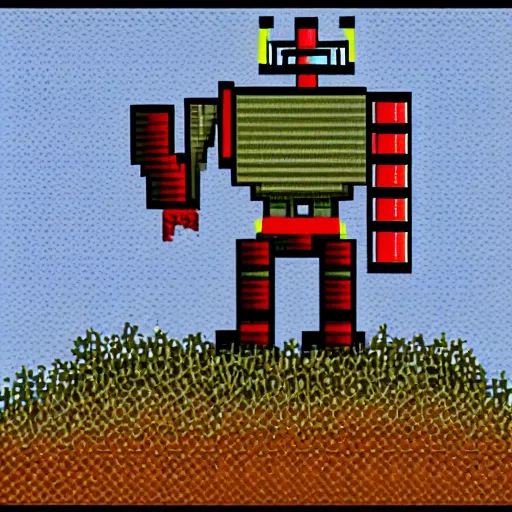 Image similar to robot knight, highly detailed pixel art, 6 4 - bit