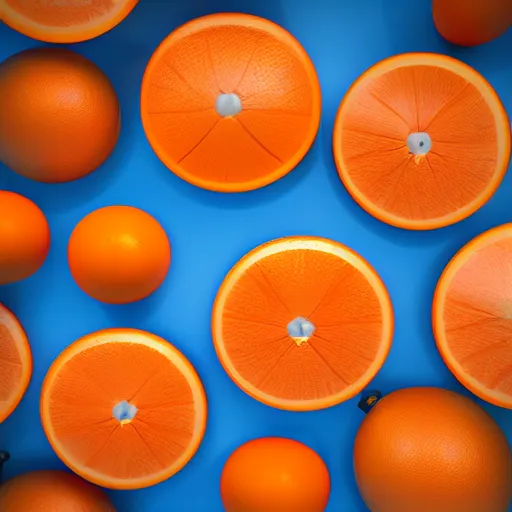 Image similar to white background, single juicy orange in the center, 3d render, cartoon, artwork