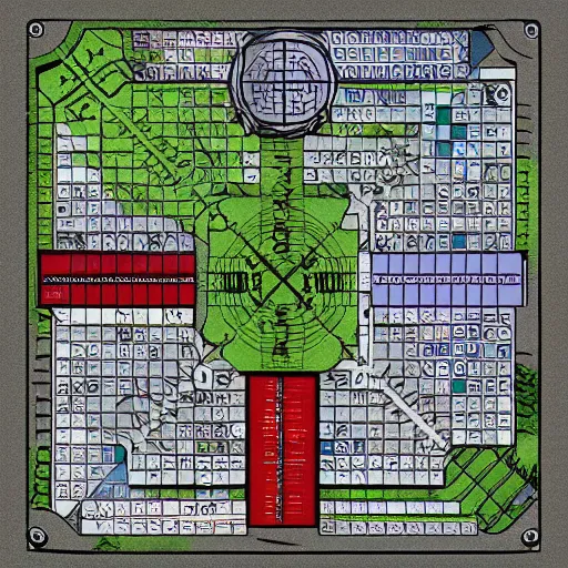 Image similar to dungeons and dragons grid battle map for an urban modern parking lot