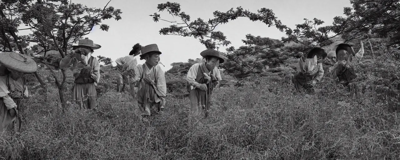 Image similar to rural 1 8 0 0 s japanese countryside, bountiful spaghetti, ultra - realistic faces, fine detail, canon 5 0 mm, in the style of ansel adams, wes anderson, kodachrome, retro