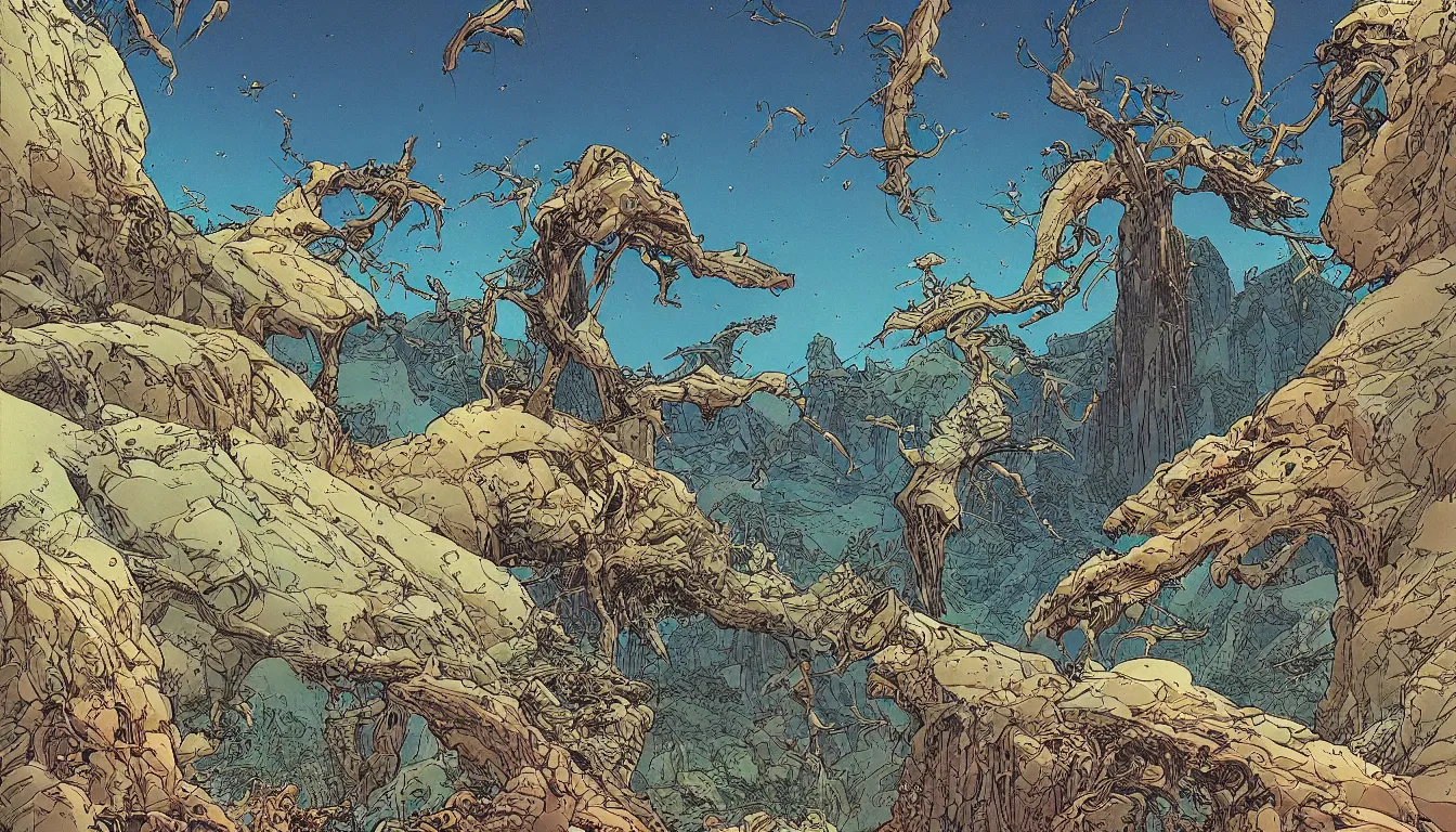 Prompt: epic nature by moebius