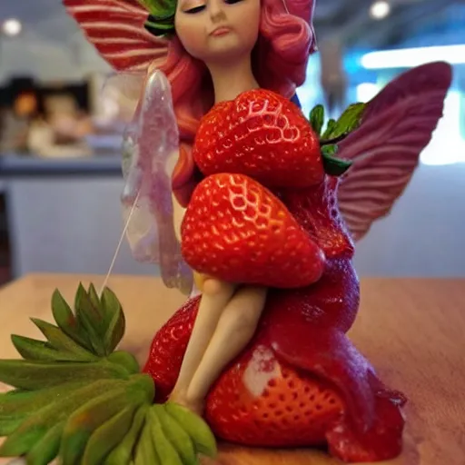 Image similar to a femo sculpture of a strawberry fairy