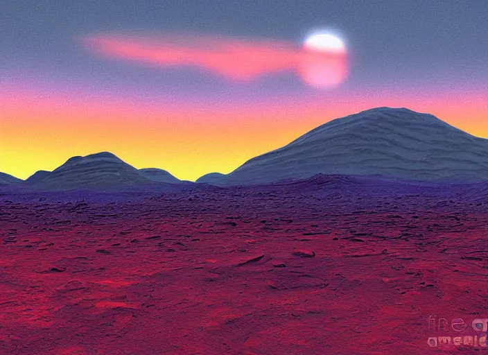 Image similar to beautiful blue sunset on Mars, detailed digital art, blue lighting