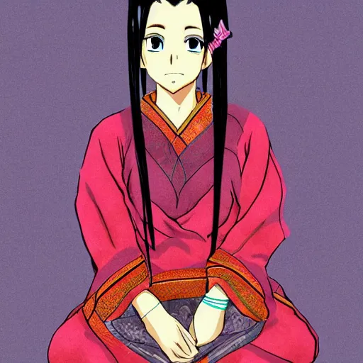 Image similar to a nepali woman, anime style