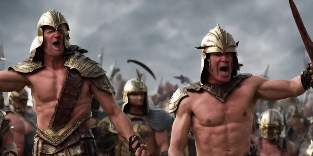 Image similar to film still of joe biden as a spartan warrior in the movie 3 0 0, 8 k