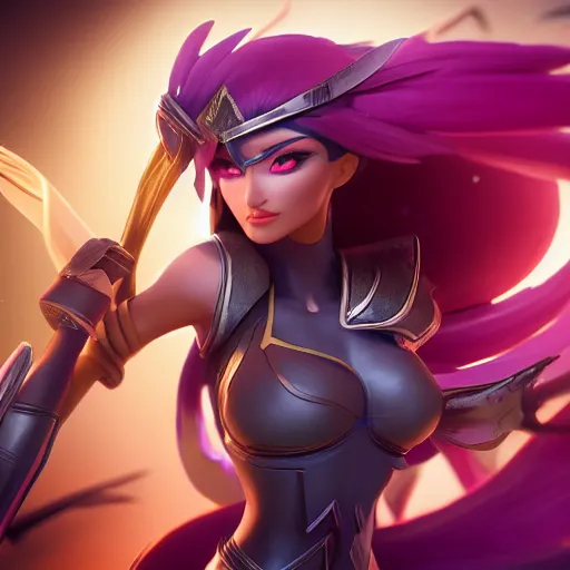 Prompt: still of pretty Irelia (Wild Rift) in KDA More music video. 3d render, octane render, game art, realistic, highly detailed, trending on artstation, 4k, trending on artstation, pixar, cgsociety, unreal engine 5, redshift render, trending on artstation, blender, behance, cg