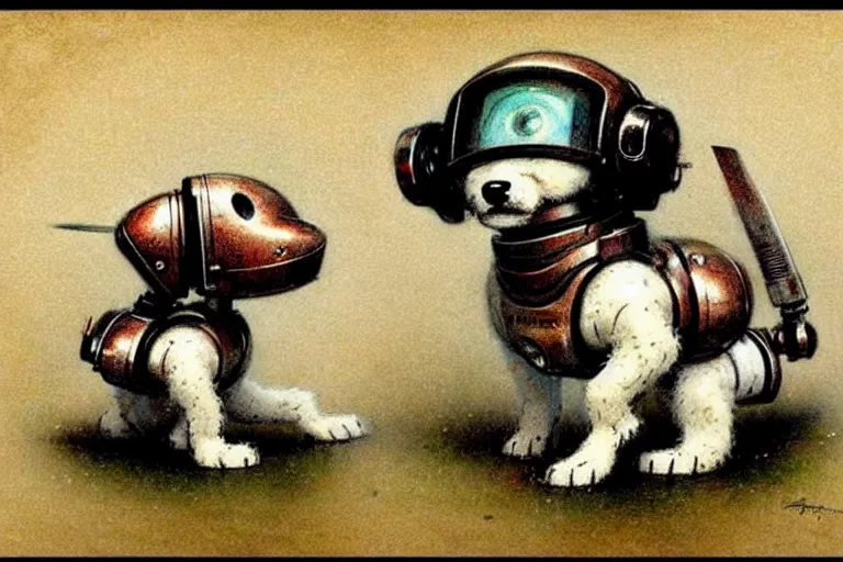 Image similar to ( ( ( ( ( 1 9 5 0 s retro future robot puppy. muted colors. ) ) ) ) ) by jean - baptiste monge!!!!!!!!!!!!!!!!!!!!!!!!!!!!!!