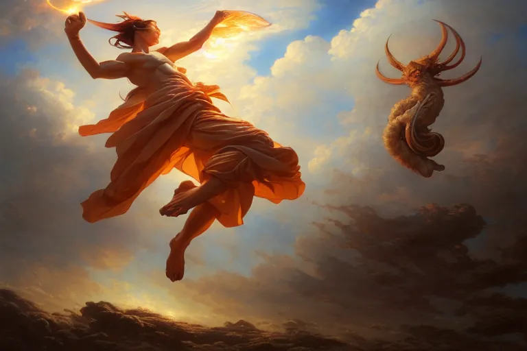 Prompt: god striking upon the earth from the heavens, powerful angels, godly powers, higher power, jesper ejsing, james jean, justin gerard, tomasz alen kopera, cgsociety, fenghua zhong, makoto shinkai, octane render, highly detailed, rim light, art, cinematic lighting, very coherent, hyper realism, high detail, 8 k