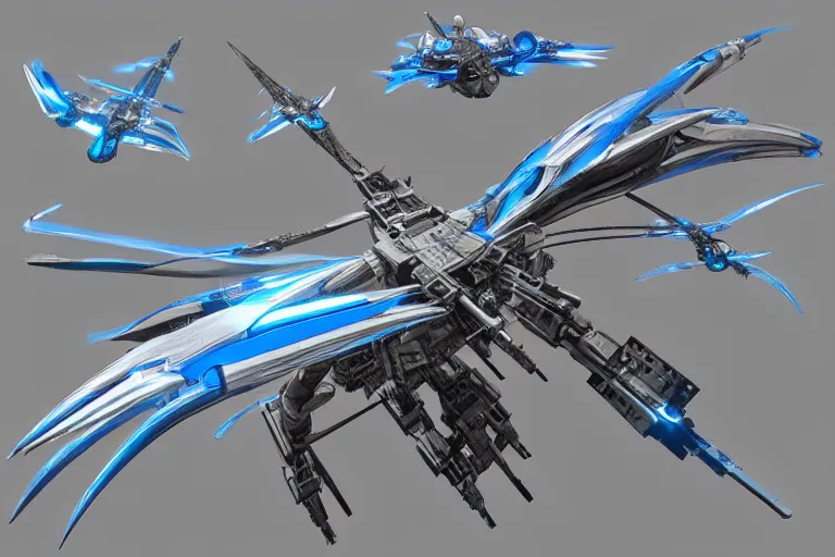 Image similar to concept art of a futuristic helicopter, extremely symmetrical, blueprint schematics, top down view, bottom view, side view, aggressive panels, mecha inspired, apache chopper, railgun turret, robotic, highly detailed, artstation, pinterest, super realistic, octane render