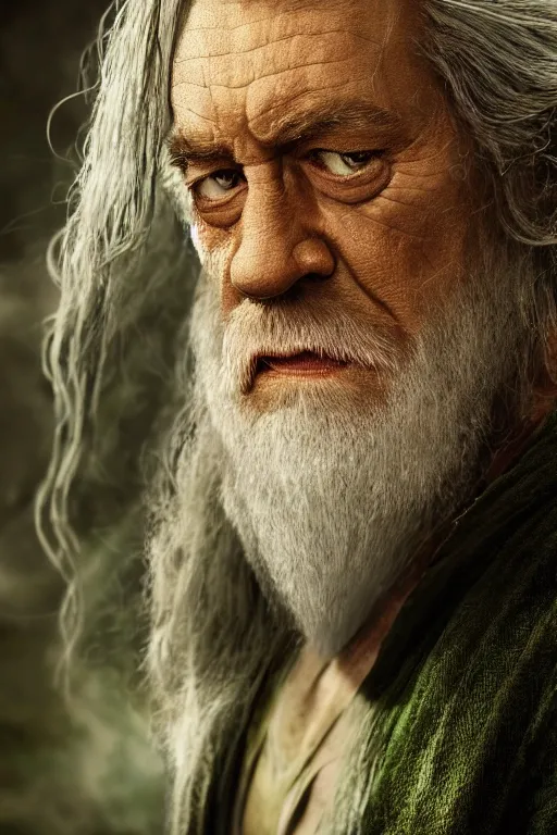 Image similar to the hulk starring as gandalf in lord of the rings, staff, white beard,, oil on canvas, intricate, 8 k highly professionally detailed, hdr, cgsociety