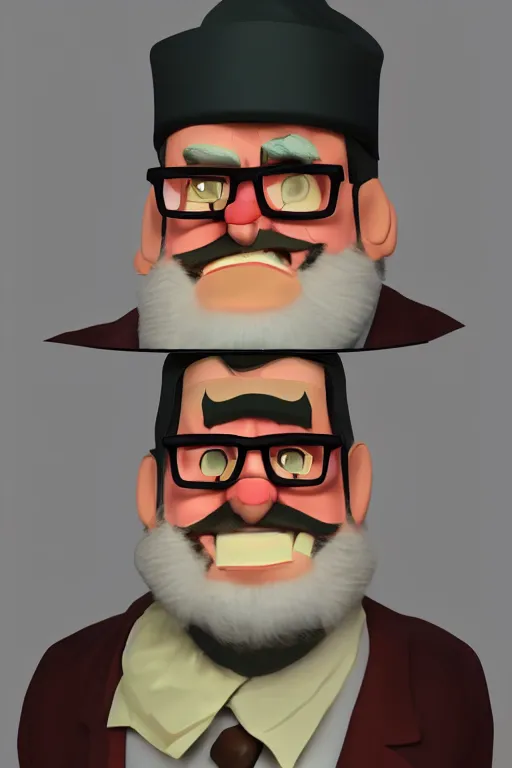 Image similar to portrait of grunkle Stan from gravity falls , concept art, trending on artstation 3D.