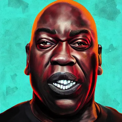 Image similar to angry zombie portrait of michael clarke duncan, an urban background szene, grimdark horror, stylized digital illustration, radiating a glowing aura, global illumination, ray tracing, hdr, fanart arstation by ian pesty and katarzyna bek - chmiel