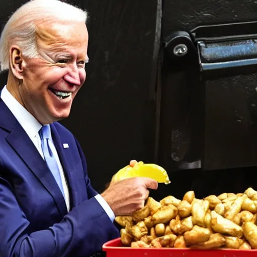 Image similar to joe biden eating from a dumpster