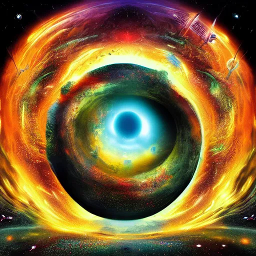 Prompt: Album cover art - When black holes collide. High detail