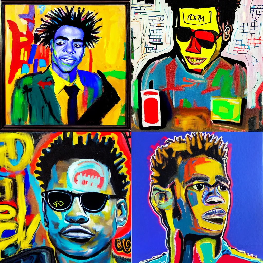 Prompt: oil painting of crypto bro in style of basquiat
