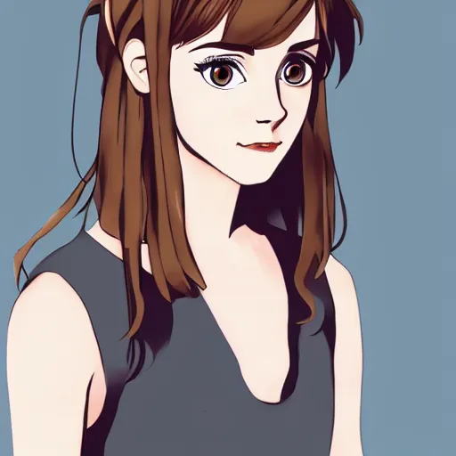 Image similar to a portrait of Emma Watson, anime art style