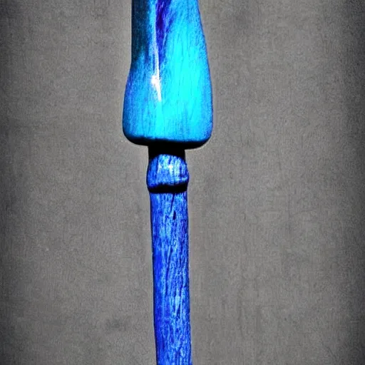 Image similar to old wooden staff with a blue crystal at it's tip digital art